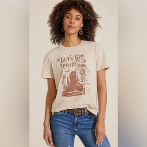 Maurices Lets Get Rowdy Oversized Fit Glitter Graphic Tee